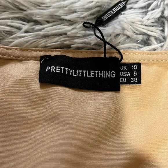 PRETTY Little Things Tan Mini Skirt with Tie Size 6 - Picture 5 of 9